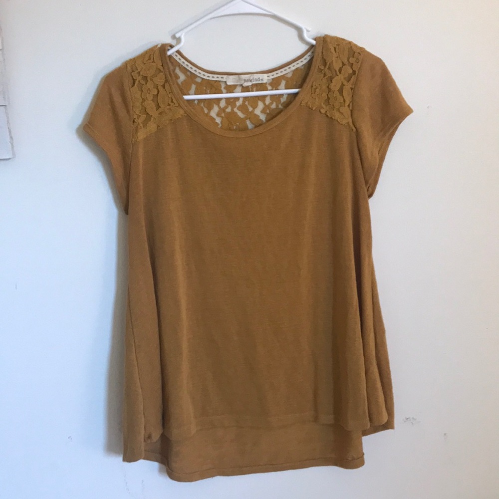 Brand new mustard yellow shirt with lace detail